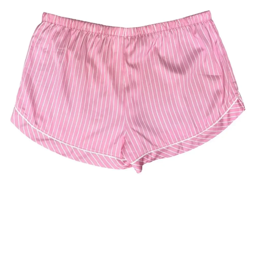 Stars Above Pink White Pinstripe Satin PJ Pajama Shorts Top Set size XXL NEW Tag - Picture 4 of 14